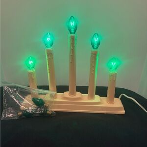 Vintage 5-Light Electric Candolier – Rock-Wood USA -MCM Window Candle working!